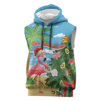 Flamingo Hawaii Summer Christmas Personalized Sleeveless Hoodie Mele Kalikimaka Beachy Vibes