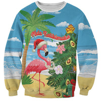 Flamingo Hawaii Summer Christmas Personalized Sweatshirt Mele Kalikimaka Beachy Vibes
