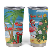 Flamingo Hawaii Summer Christmas Personalized Tumbler Cup Mele Kalikimaka Beachy Vibes LT14 Blue - Polynesian Pride