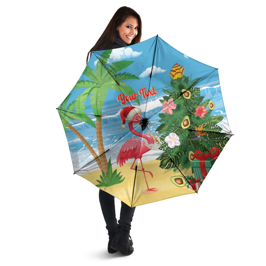 Flamingo Hawaii Summer Christmas Personalized Umbrella Mele Kalikimaka Beachy Vibes
