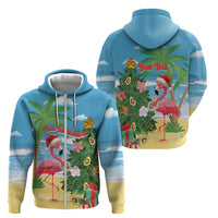Flamingo Hawaii Summer Christmas Personalized Zip Hoodie Mele Kalikimaka Beachy Vibes