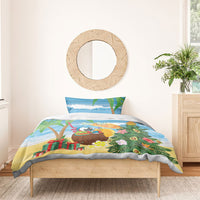 Chilling Parrot Hawaii Summer Christmas Personalized Bedding Set It's 5 O'Clock Somewhere Beachy Vibes