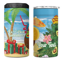 Chilling Parrot Hawaii Summer Christmas Personalized 4 in 1 Can Cooler Tumbler It's 5 O'Clock Somewhere Beachy Vibes