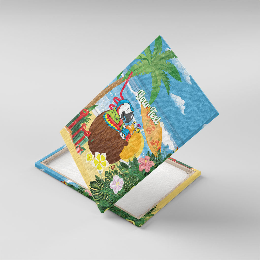 Chilling Parrot Hawaii Summer Christmas Personalized Canvas Wall Art It's 5 O'Clock Somewhere Beachy Vibes