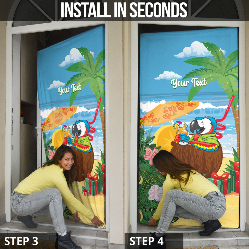 Chilling Parrot Hawaii Summer Christmas Personalized Door Cover It's 5 O'Clock Somewhere Beachy Vibes