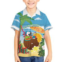 Chilling Parrot Hawaii Summer Christmas Personalized Family Matching Short Sleeve Bodycon Dress and Hawaiian Shirt It's 5 O'Clock Somewhere Beachy Vibes LT14 Son's Shirt Blue - Polynesian Pride