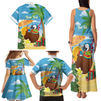 Chilling Parrot Hawaii Summer Christmas Personalized Family Matching Tank Maxi Dress and Hawaiian Shirt It's 5 O'Clock Somewhere Beachy Vibes