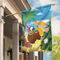 Chilling Parrot Hawaii Summer Christmas Personalized Garden Flag It's 5 O'Clock Somewhere Beachy Vibes