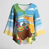 Chilling Parrot Hawaii Summer Christmas Personalized Kimono Sleeve Blouse It's 5 O'Clock Somewhere Beachy Vibes