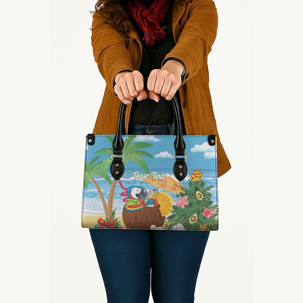 Chilling Parrot Hawaii Summer Christmas Personalized Leather Bag It's 5 O'Clock Somewhere Beachy Vibes