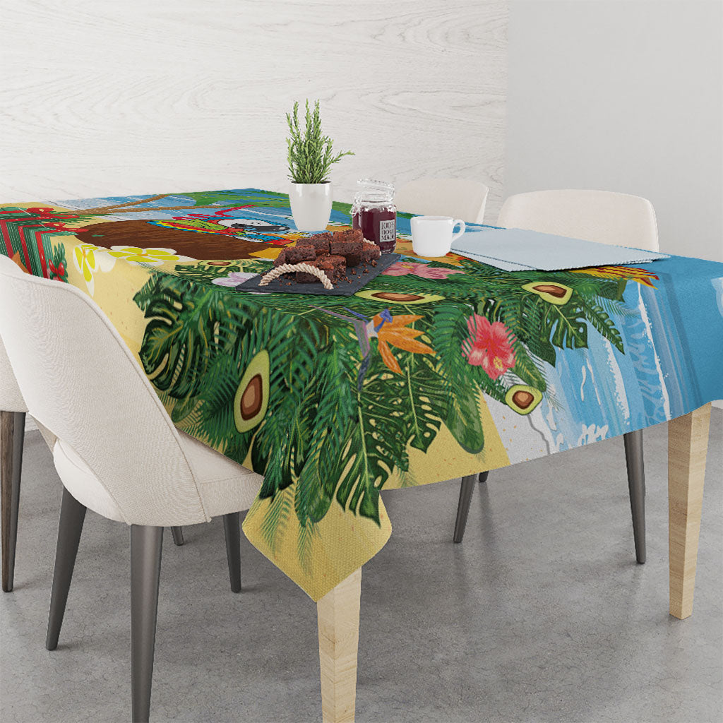 Chilling Parrot Hawaii Summer Christmas Personalized Tablecloth It's 5 O'Clock Somewhere Beachy Vibes