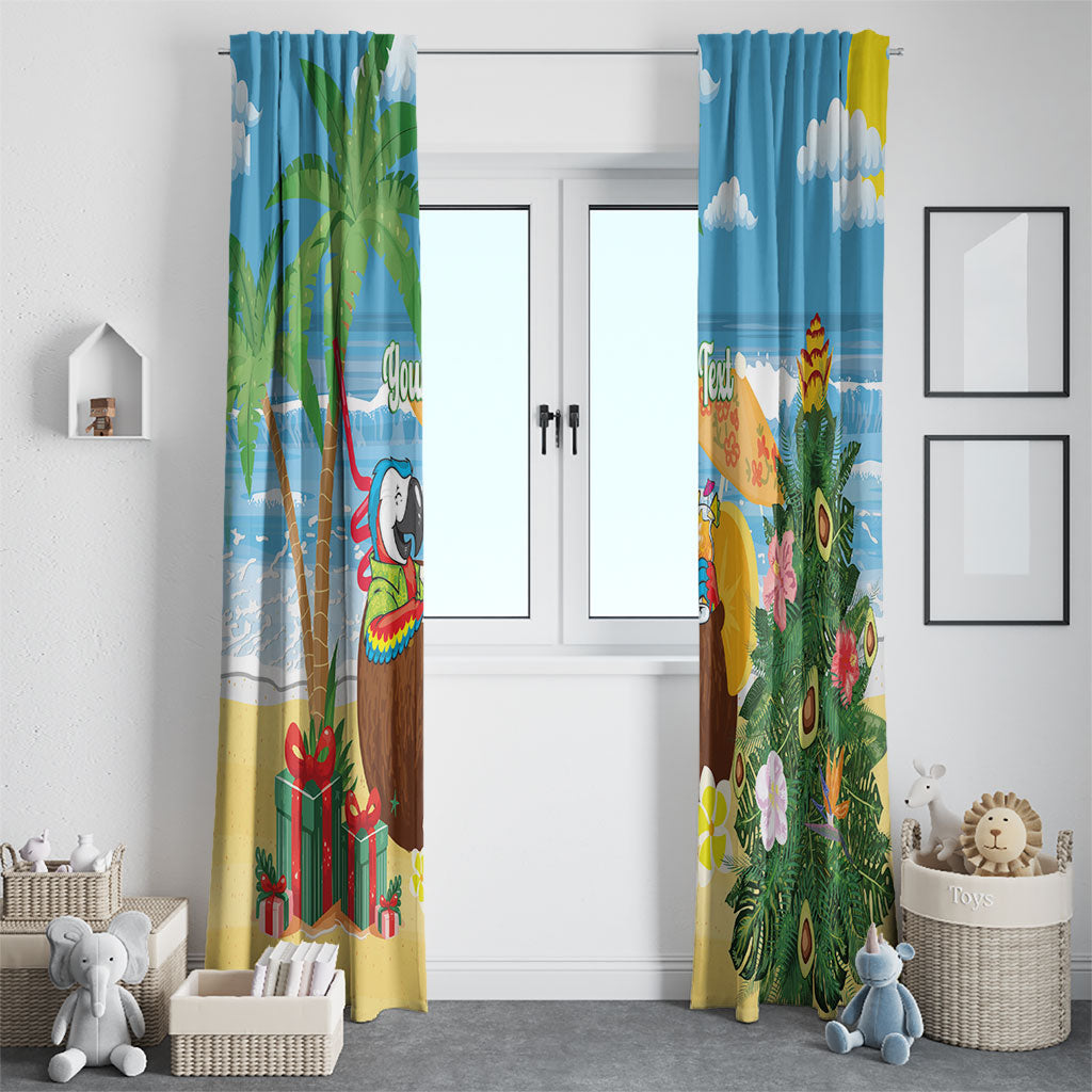 Chilling Parrot Hawaii Summer Christmas Personalized Window Curtain It's 5 O'Clock Somewhere Beachy Vibes