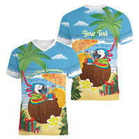 Chilling Parrot Hawaii Summer Christmas Personalized Women V-Neck T-Shirt It's 5 O'Clock Somewhere Beachy Vibes