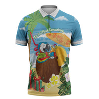 Chilling Parrot Hawaii Summer Christmas Personalized Zipper Polo Shirt It's 5 O'Clock Somewhere Beachy Vibes