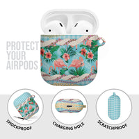 Flamingo Hawaii Summer AirPods Case Hawaiian Lei Pakala Motifs Tropical Style