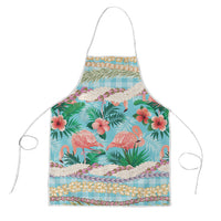Flamingo Hawaii Summer Apron Hawaiian Lei Pakala Motifs Tropical Style