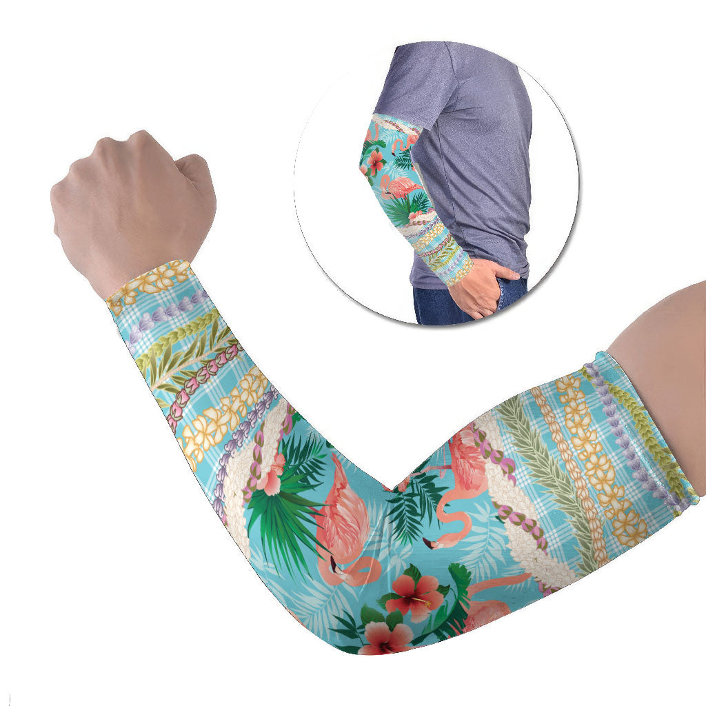 Flamingo Hawaii Summer Arm Sleeves Hawaiian Lei Pakala Motifs Tropical Style