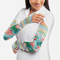 Flamingo Hawaii Summer Arm Sleeves Hawaiian Lei Pakala Motifs Tropical Style