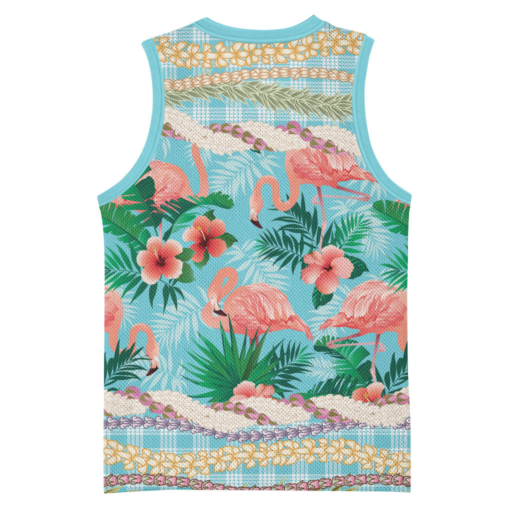 Flamingo Hawaii Summer Basketball Jersey Hawaiian Lei Pakala Motifs Tropical Style