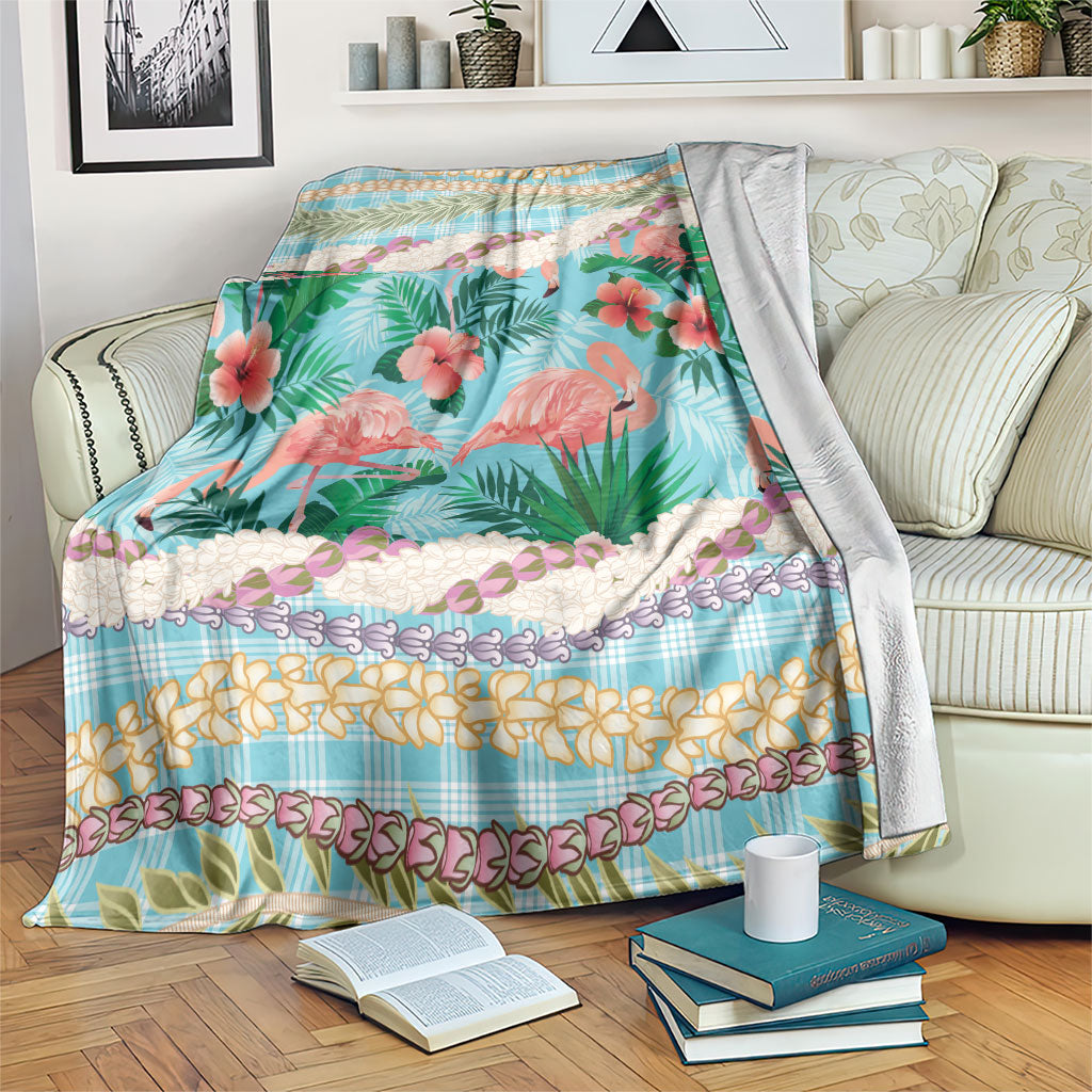 Flamingo Hawaii Summer Blanket Hawaiian Lei Pakala Motifs Tropical Style LT14 Cyan - Polynesian Pride