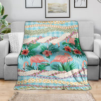 Flamingo Hawaii Summer Blanket Hawaiian Lei Pakala Motifs Tropical Style