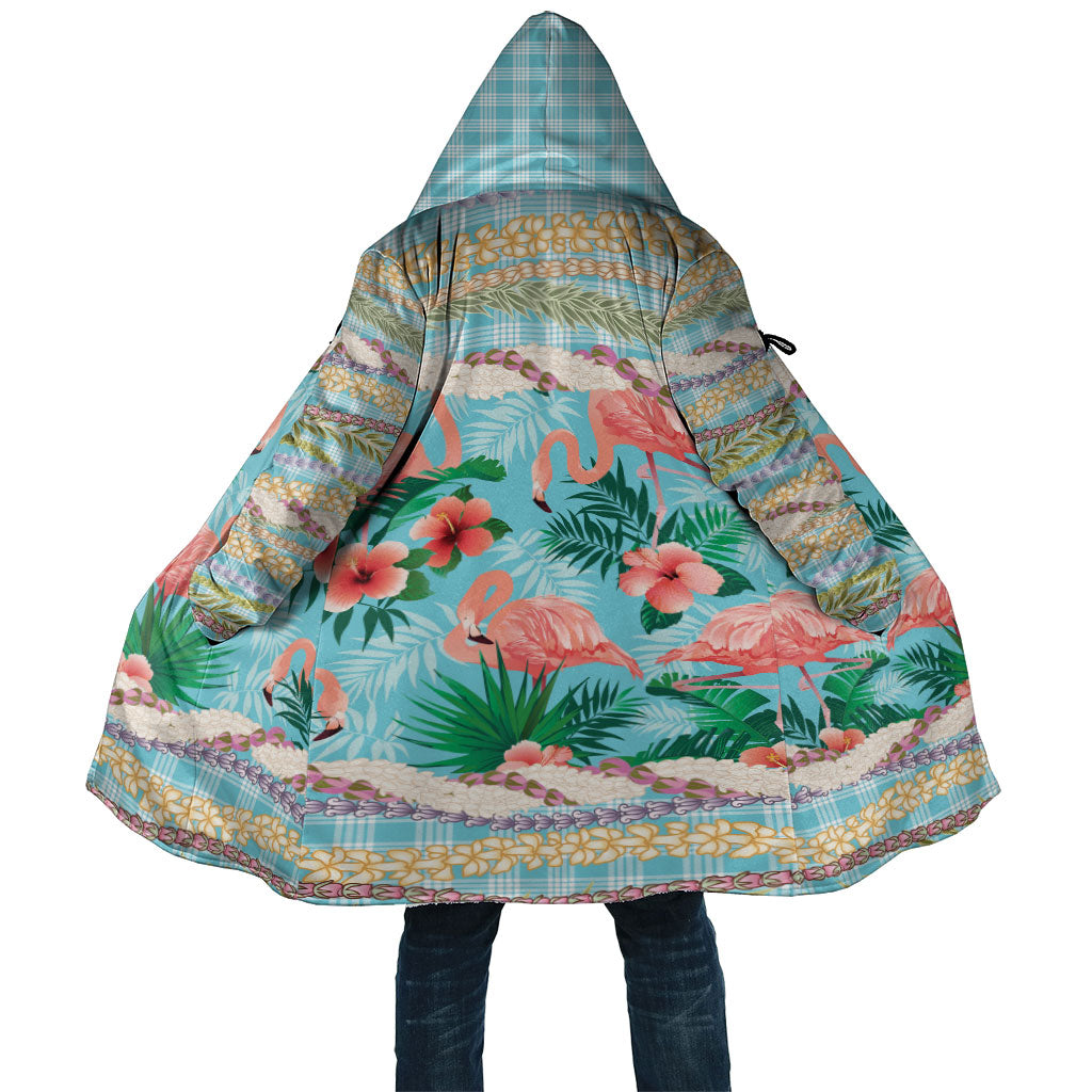 Flamingo Hawaii Summer Cloak Hawaiian Lei Pakala Motifs Tropical Style LT14 Unisex Cyan - Polynesian Pride