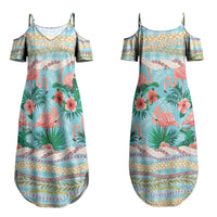 Flamingo Hawaii Summer Couples Matching Summer Maxi Dress and Hawaiian Shirt Hawaiian Lei Pakala Motifs Tropical Style LT14 - Polynesian Pride