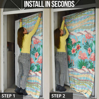 Flamingo Hawaii Summer Door Cover Hawaiian Lei Pakala Motifs Tropical Style
