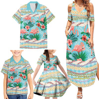 Flamingo Hawaii Summer Family Matching Summer Maxi Dress and Hawaiian Shirt Hawaiian Lei Pakala Motifs Tropical Style LT14 - Polynesian Pride