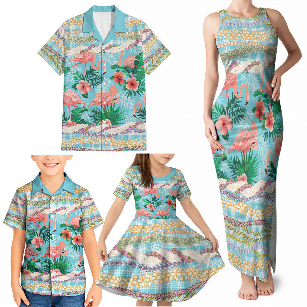 Flamingo Hawaii Summer Family Matching Tank Maxi Dress and Hawaiian Shirt Hawaiian Lei Pakala Motifs Tropical Style LT14 - Polynesian Pride