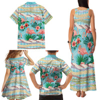 Flamingo Hawaii Summer Family Matching Tank Maxi Dress and Hawaiian Shirt Hawaiian Lei Pakala Motifs Tropical Style LT14 - Polynesian Pride