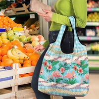 Flamingo Hawaii Summer Grocery Bag Hawaiian Lei Pakala Motifs Tropical Style