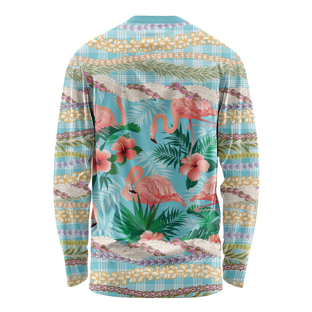 Flamingo Hawaii Summer Long Sleeve Shirt Hawaiian Lei Pakala Motifs Tropical Style