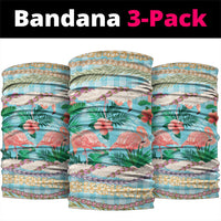 Flamingo Hawaii Summer Neck Gaiter Hawaiian Lei Pakala Motifs Tropical Style LT14 package One Size: 25*50cm Cyan - Polynesian Pride