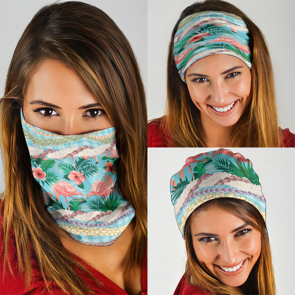 Flamingo Hawaii Summer Neck Gaiter Hawaiian Lei Pakala Motifs Tropical Style LT14 - Polynesian Pride