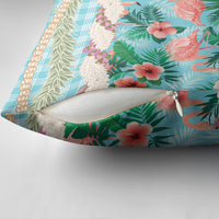 Flamingo Hawaii Summer Pillow Cover Hawaiian Lei Pakala Motifs Tropical Style