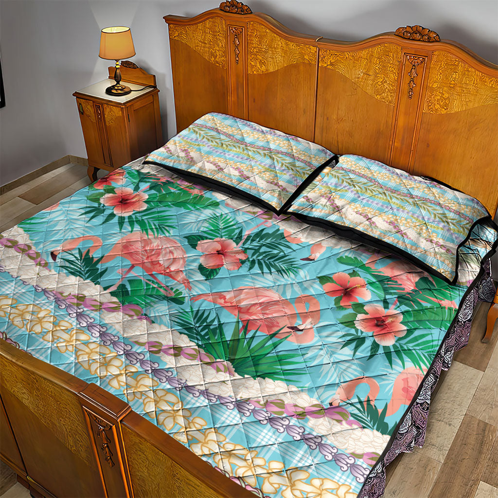 Flamingo Hawaii Summer Quilt Bed Set Hawaiian Lei Pakala Motifs Tropical Style LT14 - Polynesian Pride
