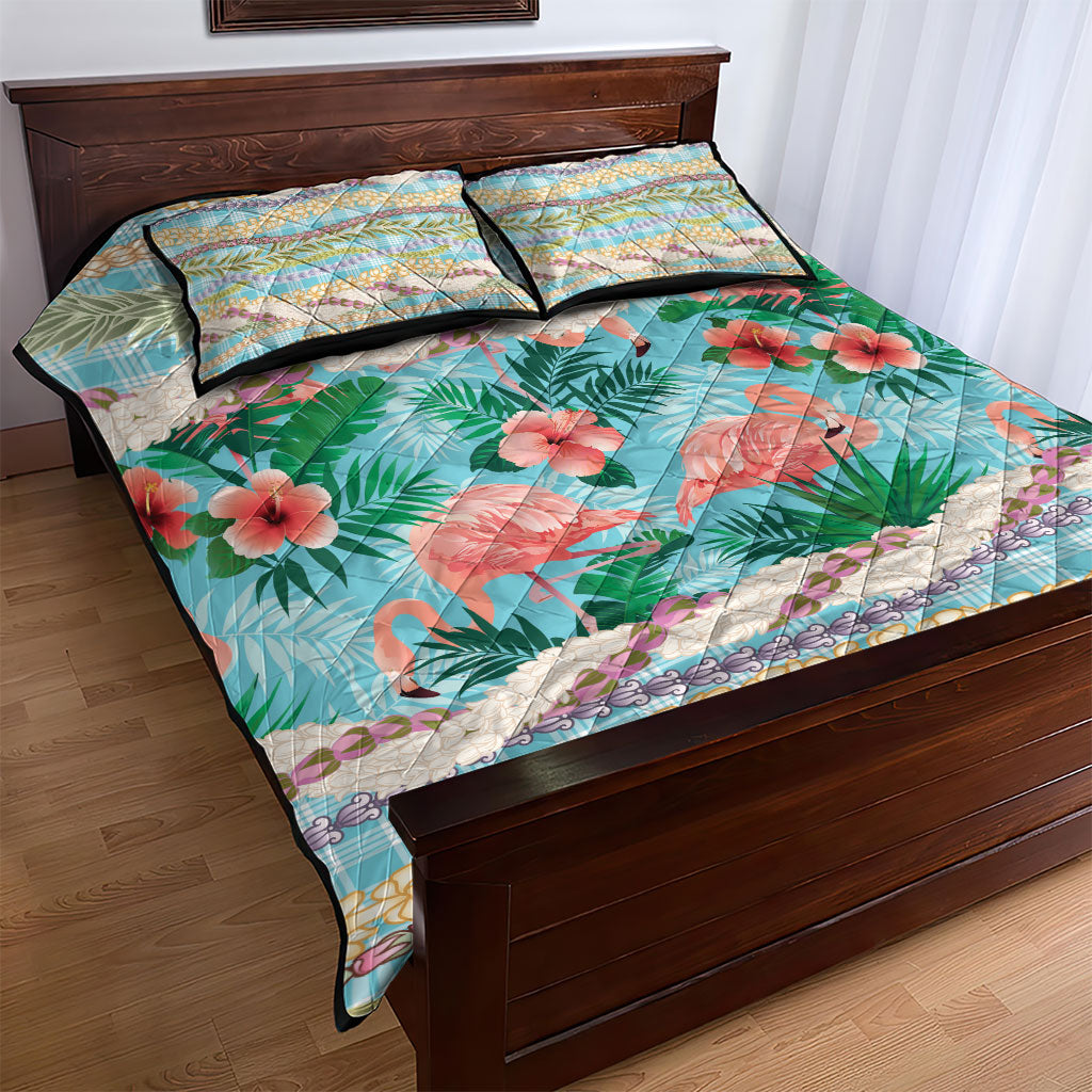 Flamingo Hawaii Summer Quilt Bed Set Hawaiian Lei Pakala Motifs Tropical Style LT14 - Polynesian Pride