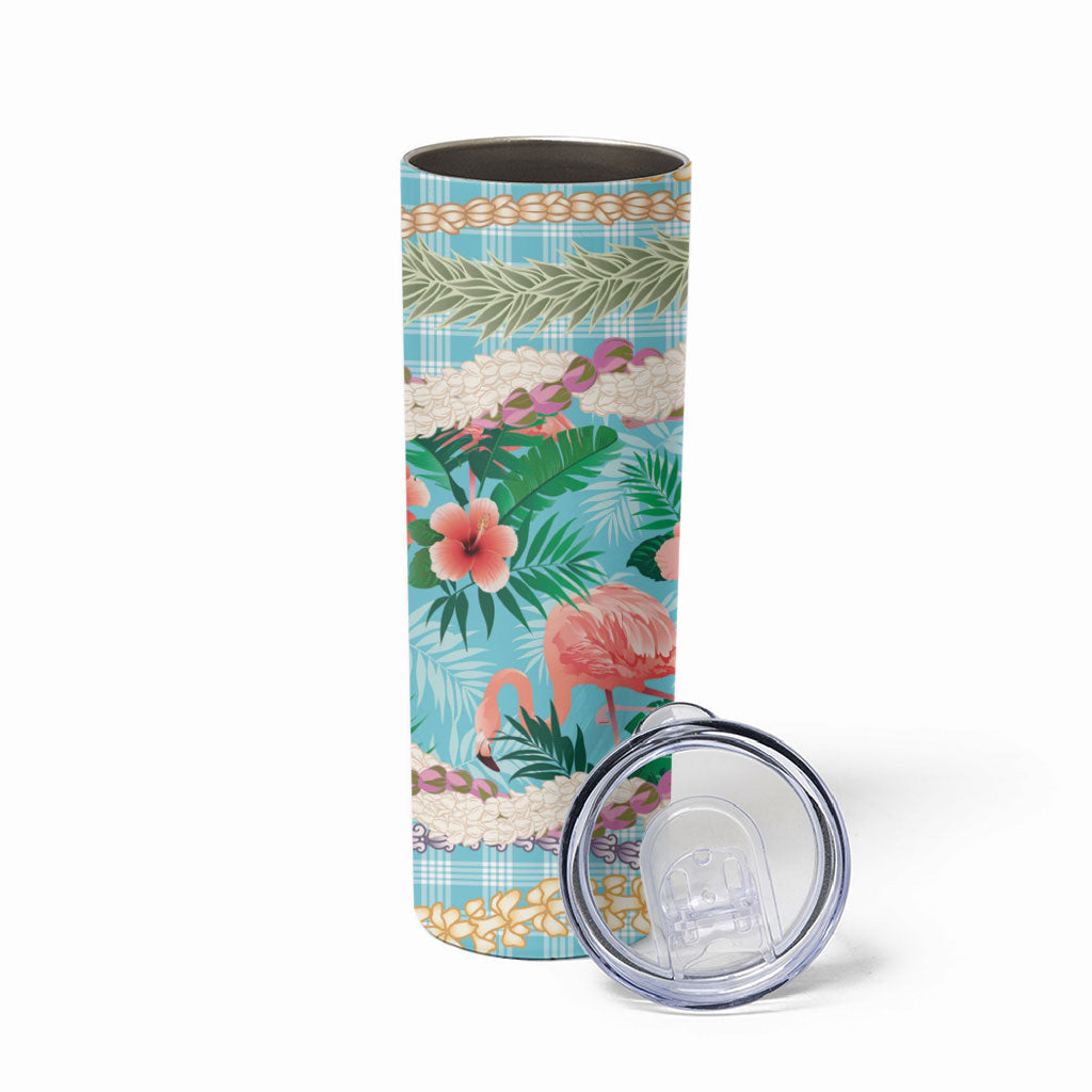 Flamingo Hawaii Summer Skinny Tumbler Hawaiian Lei Pakala Motifs Tropical Style