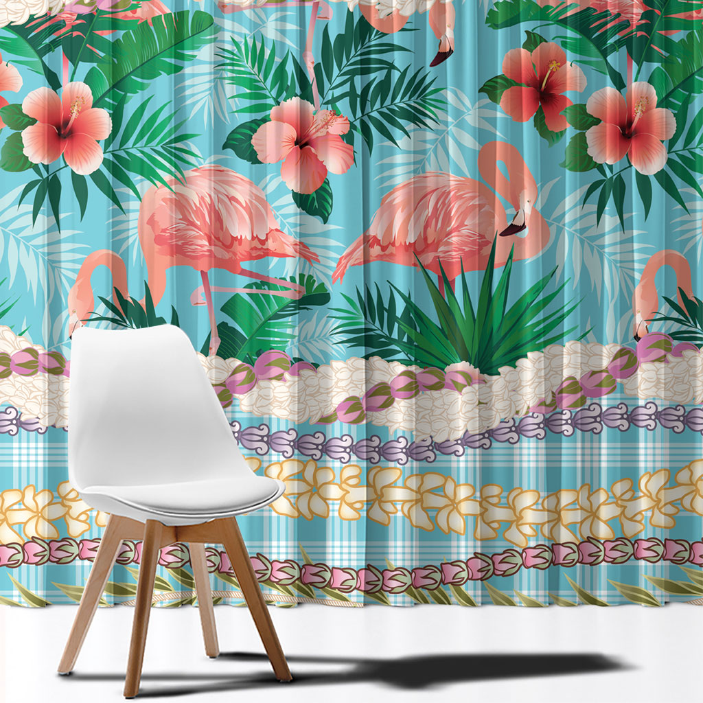 Flamingo Hawaii Summer Window Curtain Hawaiian Lei Pakala Motifs Tropical Style