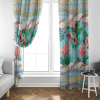 Flamingo Hawaii Summer Window Curtain Hawaiian Lei Pakala Motifs Tropical Style