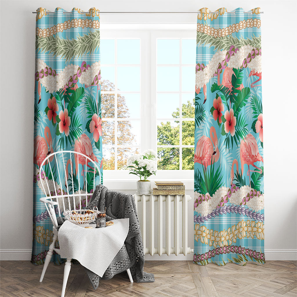 Flamingo Hawaii Summer Window Curtain Hawaiian Lei Pakala Motifs Tropical Style
