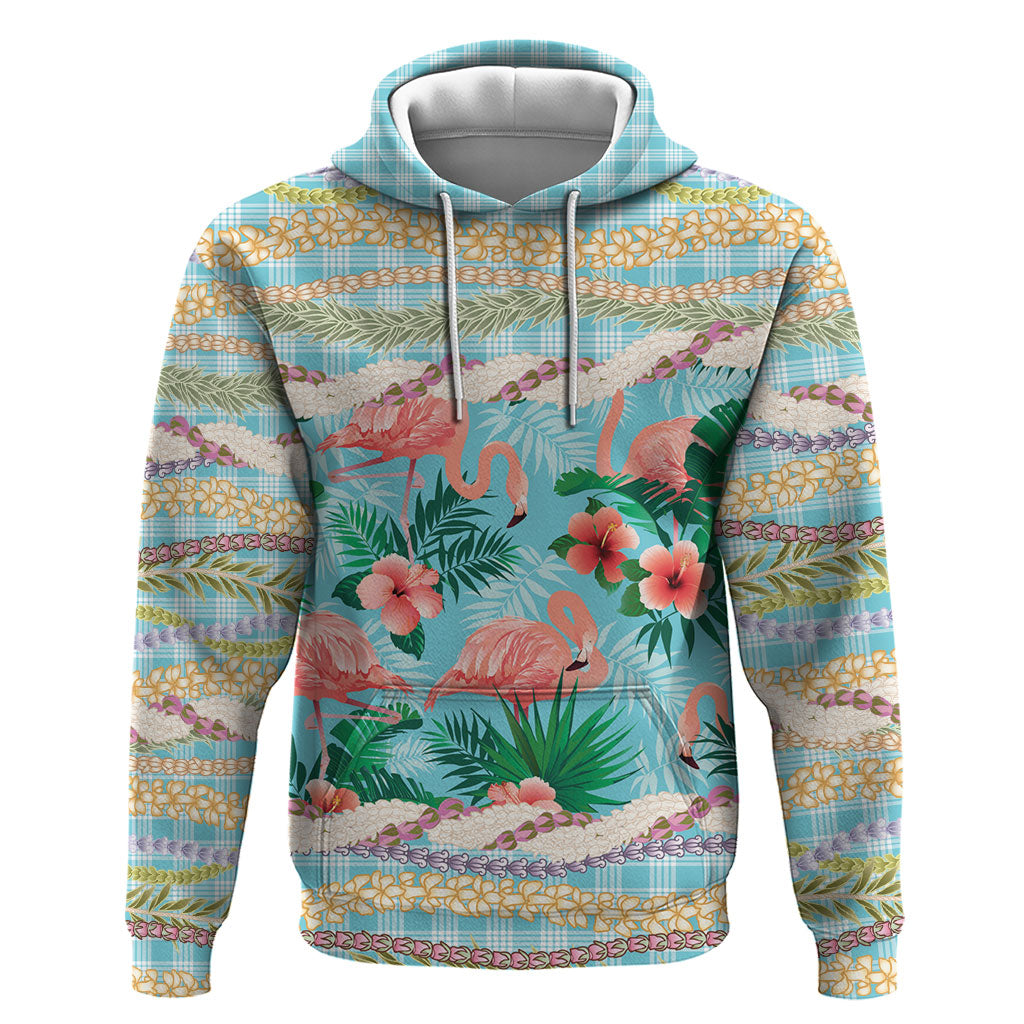 Flamingo Hawaii Summer Zip Hoodie Hawaiian Lei Pakala Motifs Tropical Style