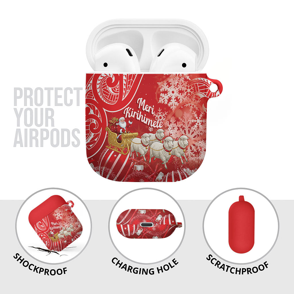 New Zealand Christmas In July AirPods Case Funny Santa Sheep Meri Kirihimete Red LT14 - Polynesian Pride