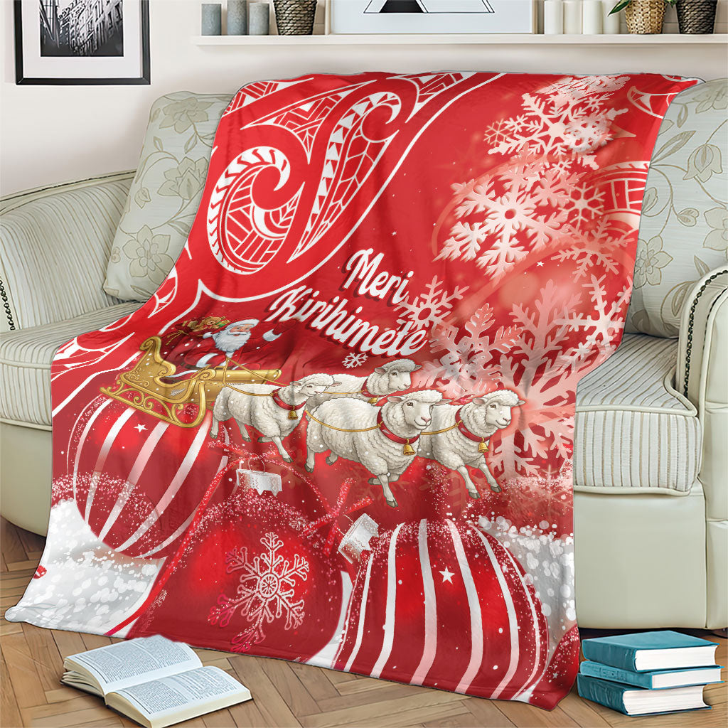 New Zealand Christmas In July Blanket Funny Santa Sheep Meri Kirihimete Red