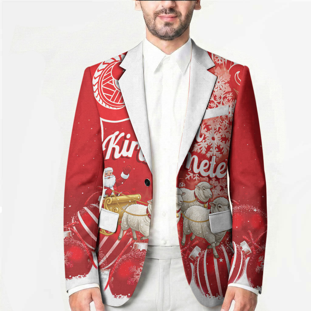 New Zealand Christmas In July Personalised Blazer Funny Santa Sheep Meri Kirihimete Red