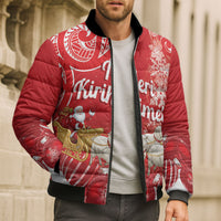 New Zealand Christmas In July Personalised Bomber Puffer Jacket Funny Santa Sheep Meri Kirihimete Red