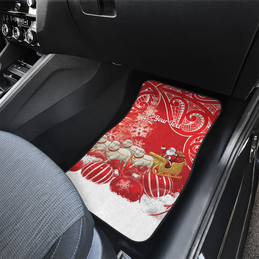 New Zealand Christmas In July Personalised Car Mats Funny Santa Sheep Meri Kirihimete Red LT14 - Polynesian Pride
