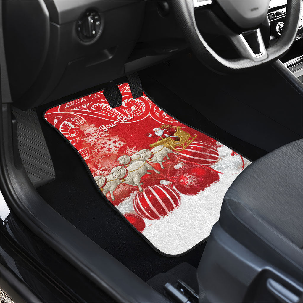 New Zealand Christmas In July Personalised Car Mats Funny Santa Sheep Meri Kirihimete Red LT14 - Polynesian Pride