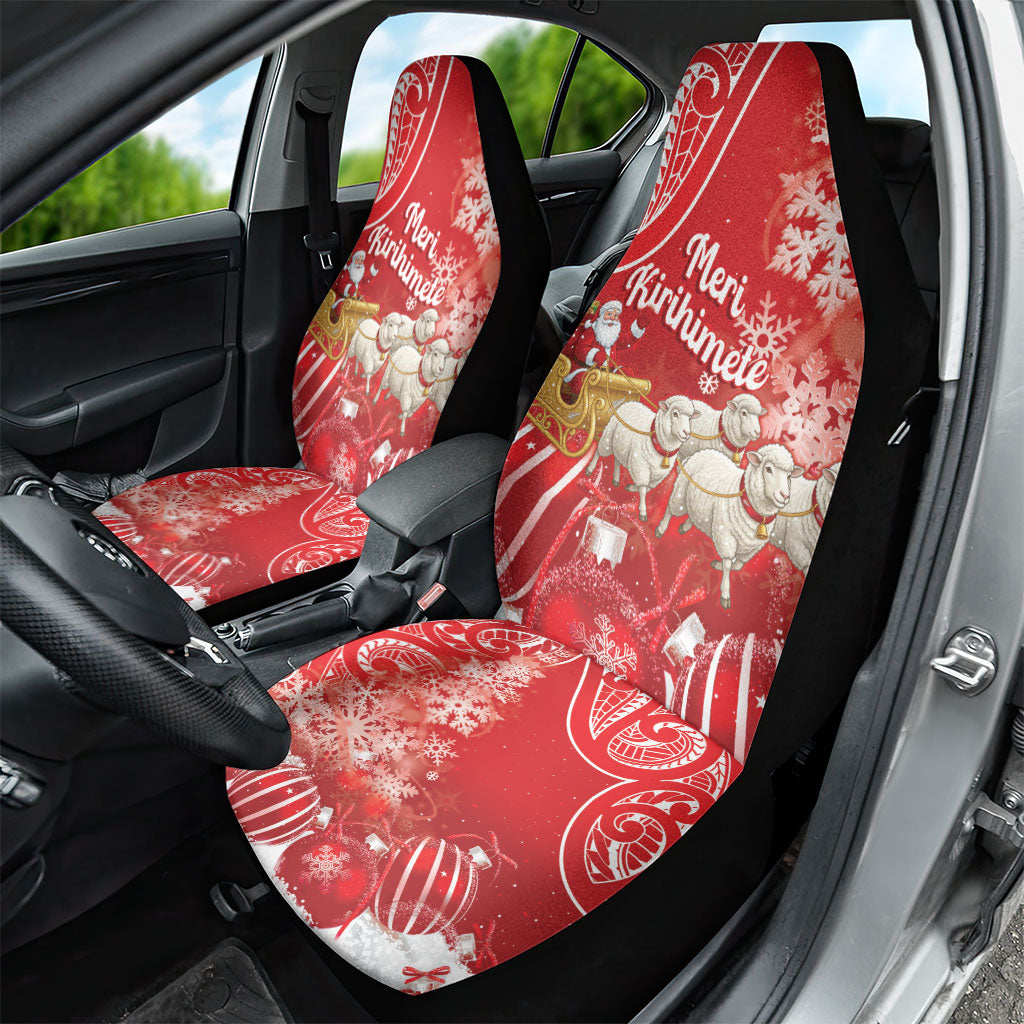 New Zealand Christmas In July Car Seat Cover Funny Santa Sheep Meri Kirihimete Red LT14 - Polynesian Pride